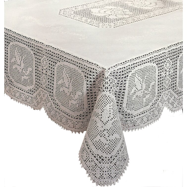 Ophelia & Co. Kenyatta Fine Lace Crochet Floral Vinyl Tablecloth